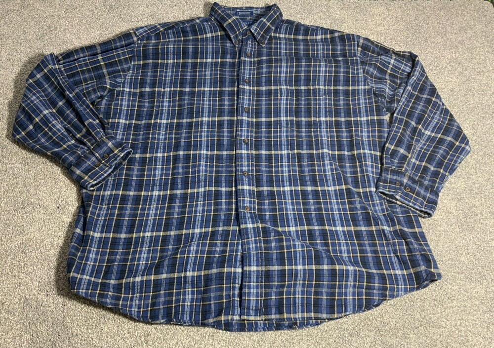 TOWNCRAFT vintage men's blue plaid long sleeve flannel XL